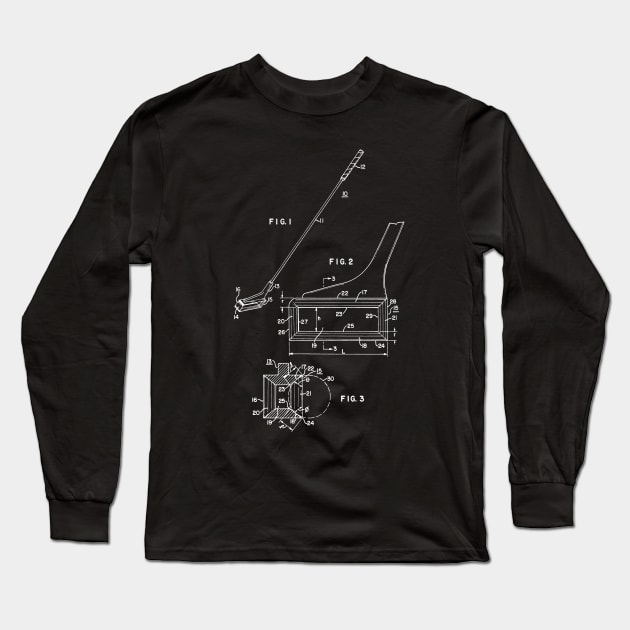 Golf Club Head Vintage Patent Drawing Long Sleeve T-Shirt by TheYoungDesigns